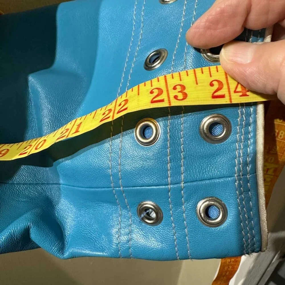 Perfect Grommeted Blue Leather Guillaume Jacket - Size 2X - Picture 13 of 14